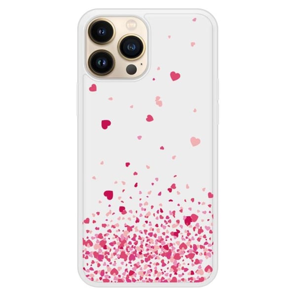 Coque i silikonförstärkt med tryck kompatibel med Apple iPhone 13 Pro Max Hjärtans konfetti rosa