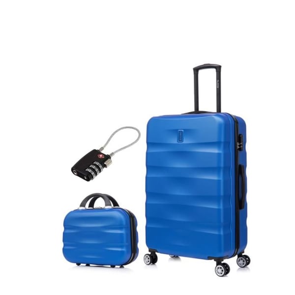 Stort resväska 75cm 23kg med necessär | Resväska CELIMS AeroWave | 360-graders hjul | Lås | Blå