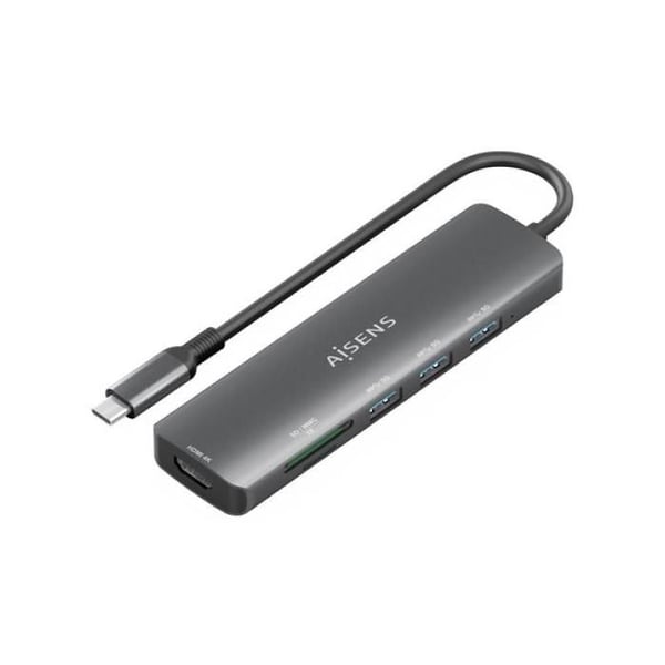 Dockningsstation USB Typ-C Aisens ASUC-6P024-GR- 1xHDMI- 3xUSB- 1xKortläsare- Grå
