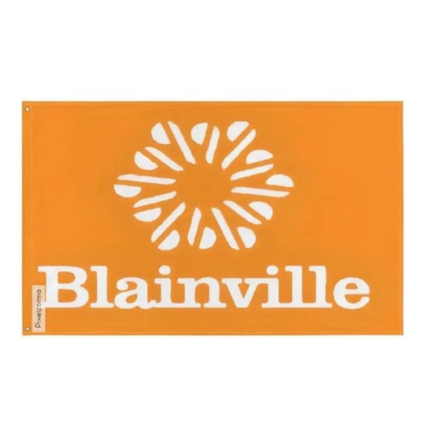 Flagga Blainville – 64 x 96 cm – Hållbar Polyester – 2 Metallöglor – Inomhus / Utomhus – Pixelforma