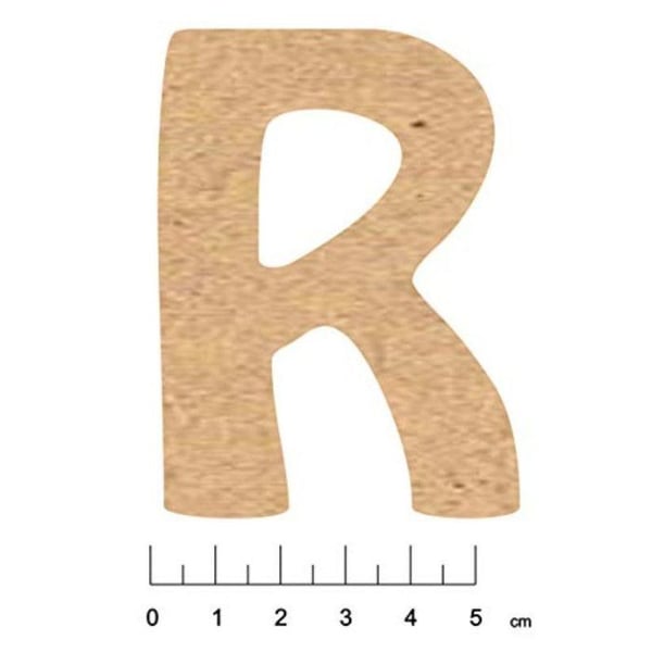 Terre & Bois Créations - Bokstav i MDF trä med självhäftande baksida 7,5cm Bokstav R
