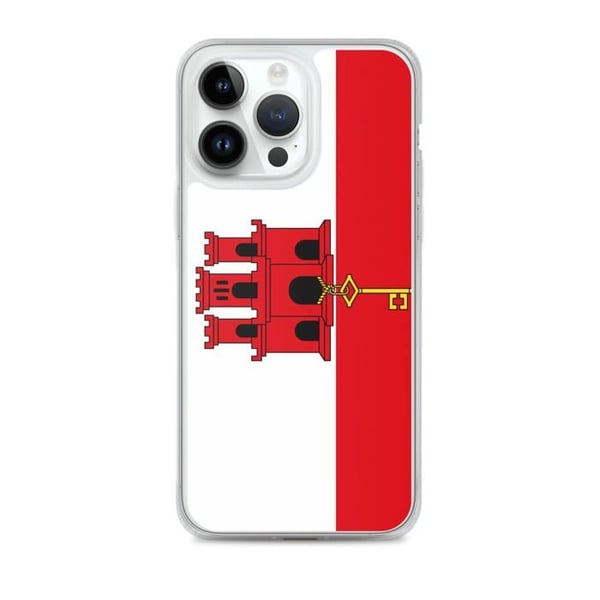 Telefonfodral – Gibraltarflagga – Kompatibel med iPhone 14 Pro Max – Mjuk Fodral – Slitstark och Stötresistent - Silikon - Pixelforma