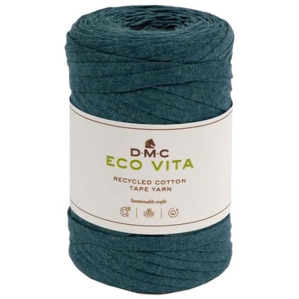 DMC återvunnet bomullsgarn Eco Vita - Tejpgarn - 07 - Blått - 250 g - 120 m