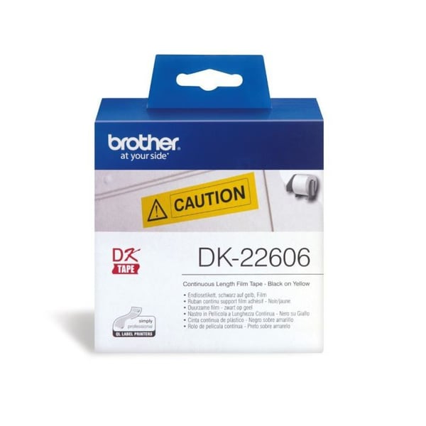 Kontinuerlig tejp självhäftande filmstöd Brother DK22606 - Svart/vit