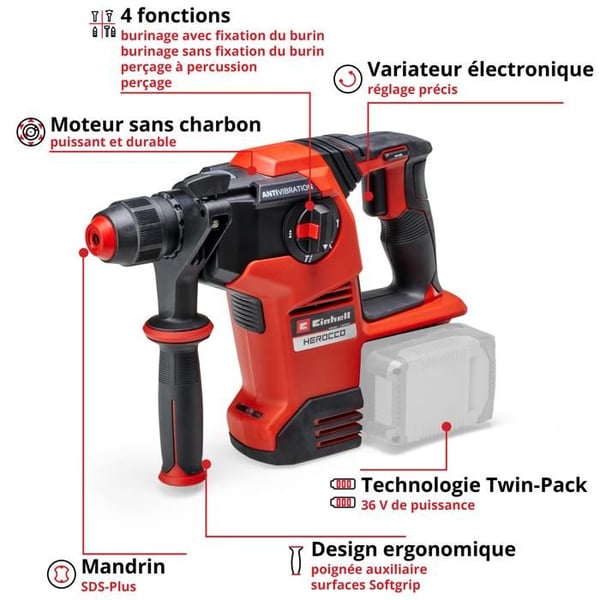 Einhell Professional Sladdlös Borrhammare Herocco 36/28 Li-Solo PXC (36V) Levereras utan Batteri eller Laddare