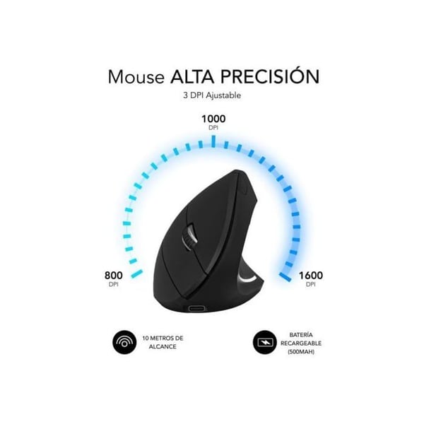 SUBBLIM Glide Vertical Ergo Dual Mouse Batteri Svart