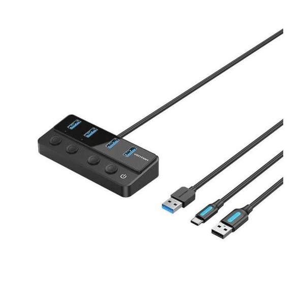 USB-hub 3.0 - VENTION - CHWBF - 4 portar USB 3.0 - 1 port USB Typ-C PD - Kabel inkluderad 1m