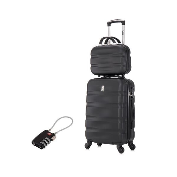 Handbagage 55x35x25cm med necessär | Resväska CELIMS AeroWave | ABS | Hänglås | 4 hjul 360 | Svart