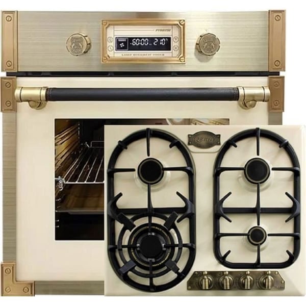 Kaiser Four Set EH 6427 ElfAD+KG 6325 ElfEm, Retro Pyrolyse inbyggd ugn 73L + gaskokplatta, 60 cm
