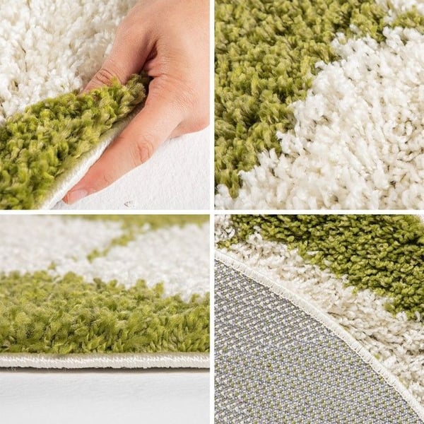 Barnmatta - AYYILDIZ - Fotbollsdesign - Grön - 120x120 cm - Shaggy 50 mm