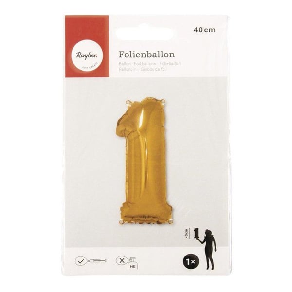 Ballong Siffra 1, 40cm, 1st., guld