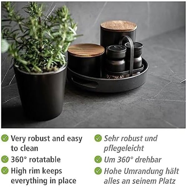 Roter plattform - WENKO - Susie - Svart - Pulverlackerad metall - Ø 26 x 6 cm