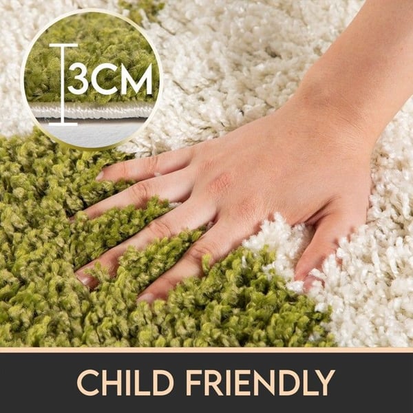 Barnmatta - AYYILDIZ - Fotbollsdesign - Grön - 120x120 cm - Shaggy 50 mm