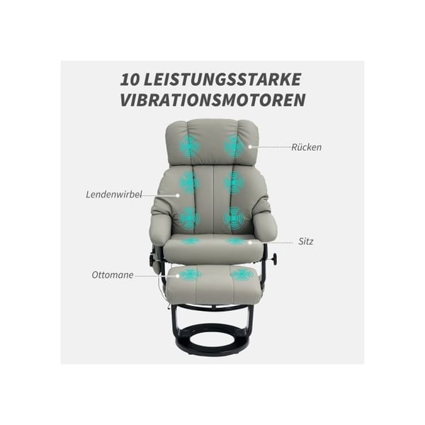 Elektrisk lænestol - MUVOE - Grå - Syntetisk læder - Fjernbetjening - Velvære massage