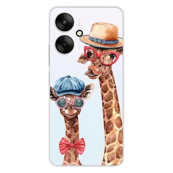 Tryckt silikonfodral som är kompatibelt med Xiaomi Redmi 13C 5G Funny Giraffe