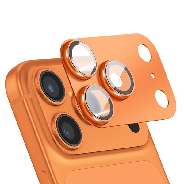 Kameraskydd - PANZER GLASS - iPhone 17 Pro Max - Orange aluminiumram - Transparent glas - Repellerande