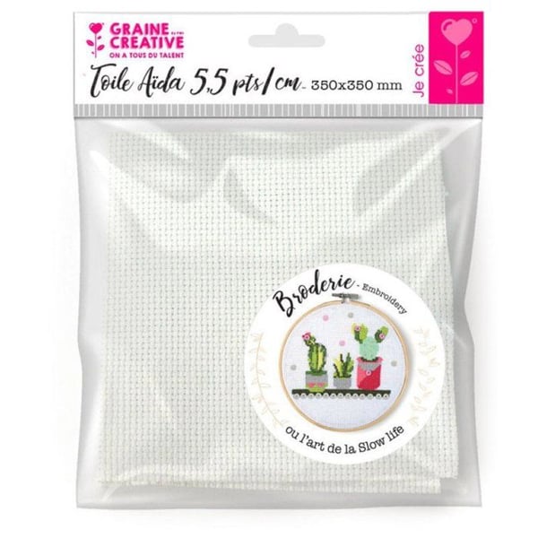 Graine Créative - Aida-duk 5.5 pts/cm vit 35 x 35 cm