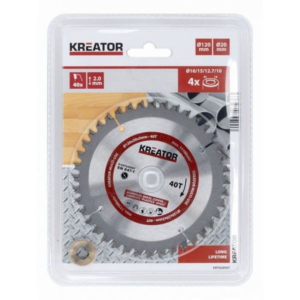 Savblad - KREATOR - KRT020507 - 120mm - 40 tænder - Stål til træ, metal, plastik