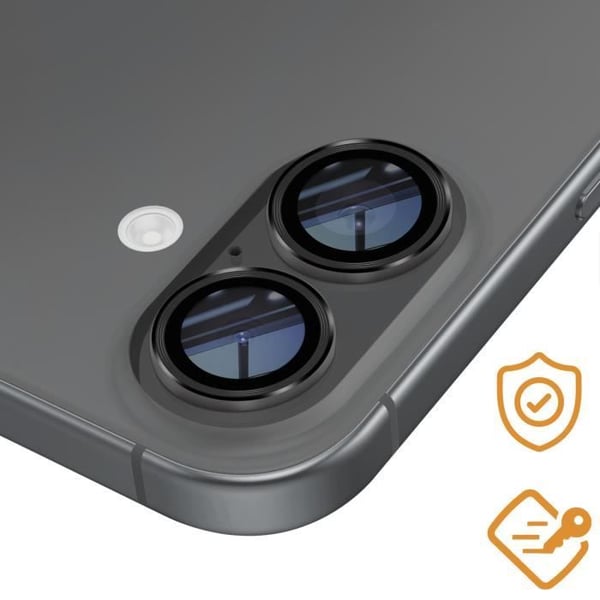 Härdat glas kamera för iPhone 16 Hårdhet 9H Rep-resistent Svart