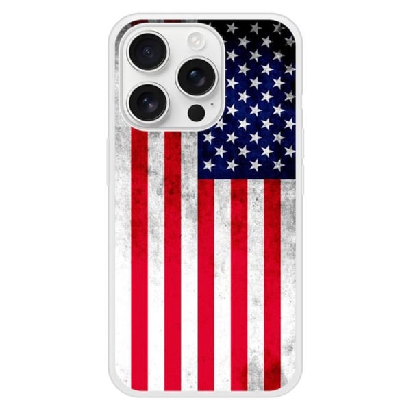 Förstärkt silikonfodral med tryck kompatibelt med Apple iPhone 16 Pro USA:s flagga