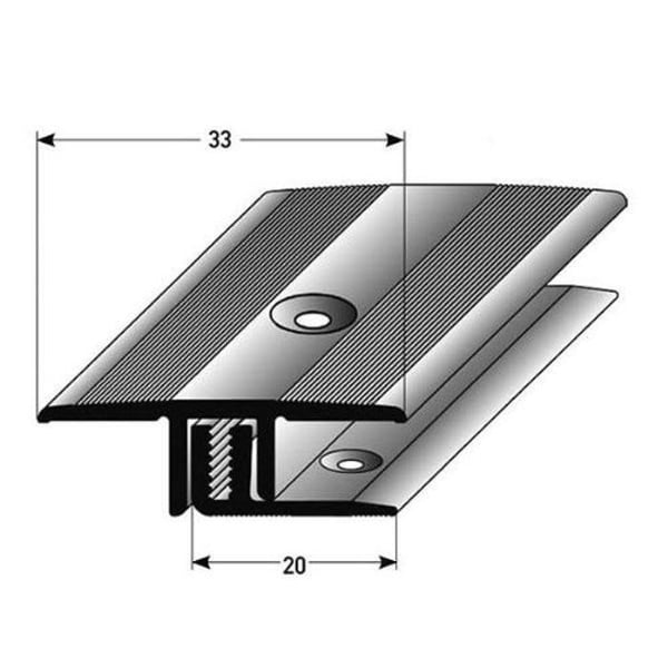 PROVISTON Profil av övergång i anodiserad aluminium guld l 33 mm H 7 - 15 mm L 2700 mm Genomgående hål