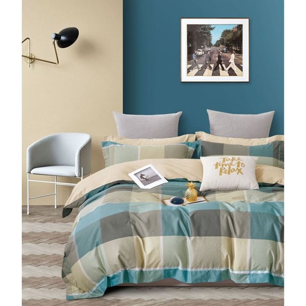 Sängklädd "Tryckt" percale i 100 % kamlad bomull 80 trådar/cm² för säng 160 x 200 cm "Större bredd"