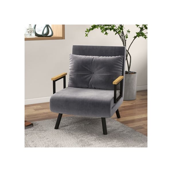 Sofa-seng - MUVOE - Enkel sofa - Justerbar ryg - Velour - Mørkegrå