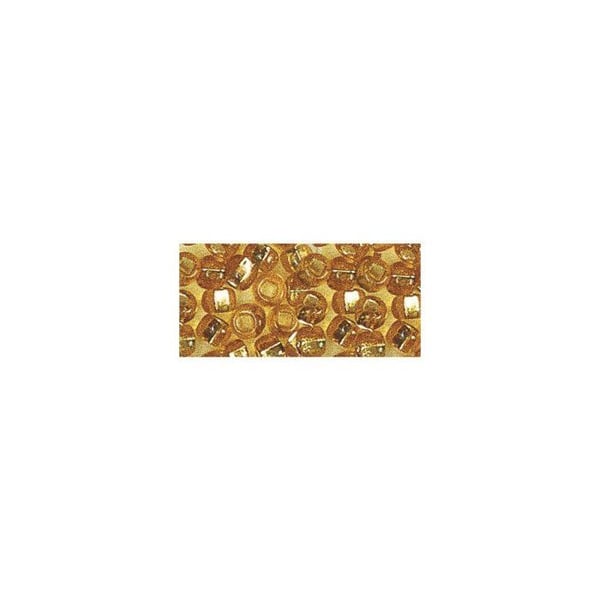 Rocailles,2,6 mm av. silverdetalj, låda 16 g, guld