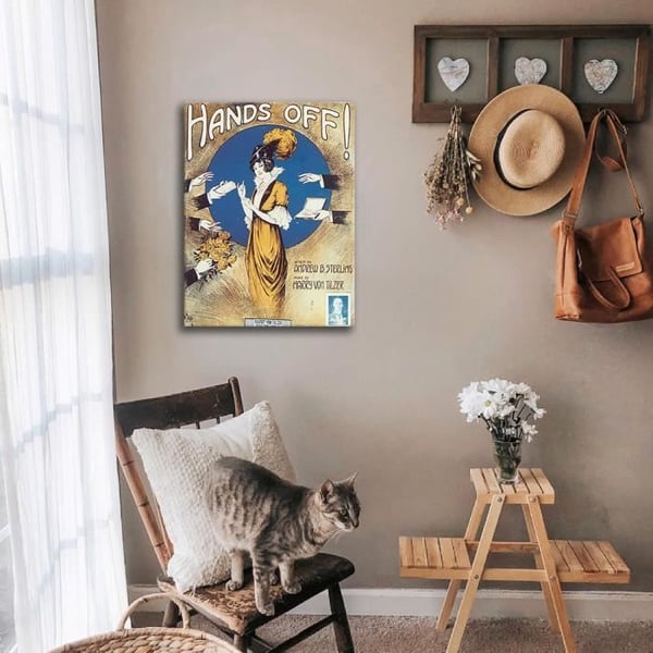 Legendarte - Vintage Music Cover Hands Off! - Målning, tryck på duk cm. 50x70