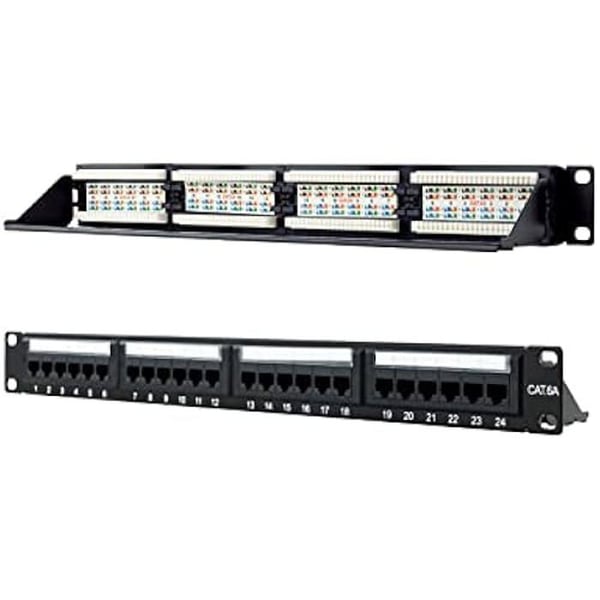 UTP RJ45 Cat.6A patchpanel - NANOCABLE - 10.21.4124 - 24 portar - Svart - IDC 110