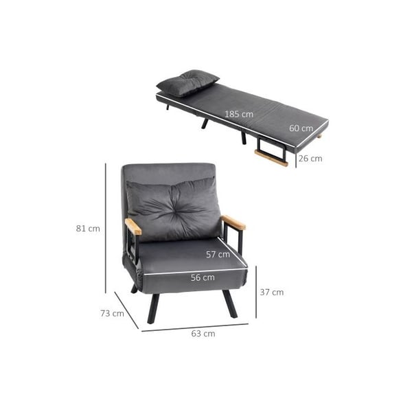 Sofa-seng - MUVOE - Enkel sofa - Justerbar ryg - Velour - Mørkegrå