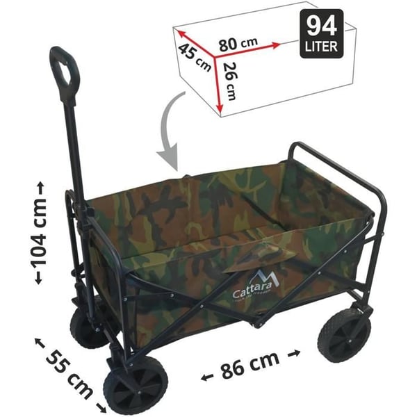 Campingvogn - CATTARA - TROGIR ARMY - Sammenklappelig - Kapacitet 70 kg - Grøn stål