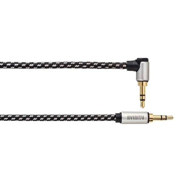 Ljudkabel, 3,5 mm hane/jack 90°, stereo, textil, guld, 0,5 m