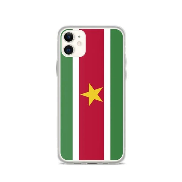 Mobilskal – Surinamets flagga – Kompatibel med iPhone 11 – Mjuk fodral – Slitstark och stötbeständig – Silikon – Pixelforma