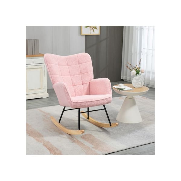 Gyngehest - MUVOE - Imiteret lammeskind - Rosa - Kapacitet 120 kg - Elegant