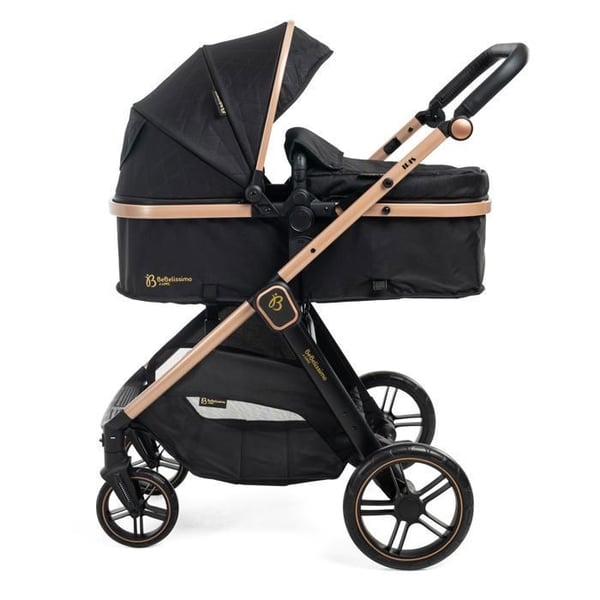 BEBELISSIMO - Kombinerad trio 3 i 1 - bilstol 0+ IRIS - liggdel - Isofix-bas - stödben - upp till 22kg - svart