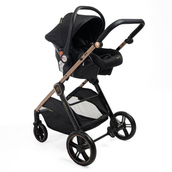 BEBELISSIMO - Kombinerad trio 3 i 1 - bilstol 0+ IRIS - liggdel - Isofix-bas - stödben - upp till 22kg - svart