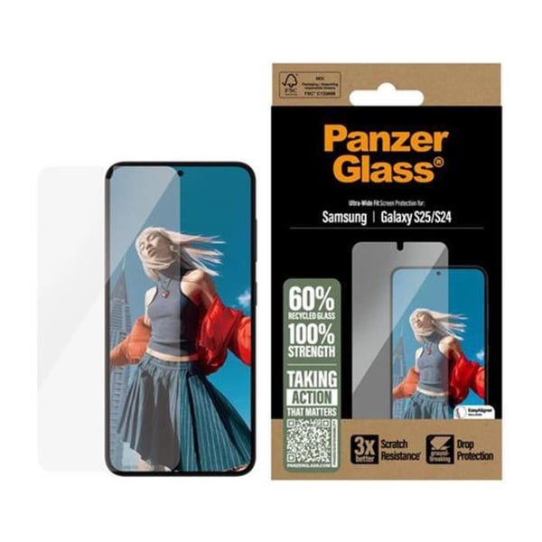 Skärmskydd - PanzerGlass - Galaxy S24/S25 - Oléofob - Ultra Wide Fit - Transparent