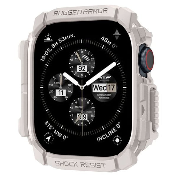 Cover til Apple Watch 10 - SPIGEN - Rugged Armor - Beige Dune - Optimal beskyttelse - Elegant design