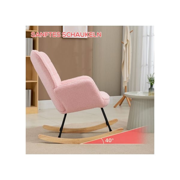 Gyngehest - MUVOE - Imiteret lammeskind - Rosa - Kapacitet 120 kg - Elegant