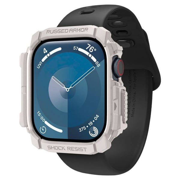 Cover til Apple Watch 10 - SPIGEN - Rugged Armor - Beige Dune - Optimal beskyttelse - Elegant design