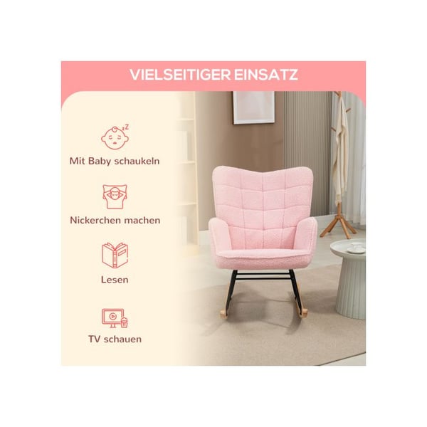 Gyngehest - MUVOE - Imiteret lammeskind - Rosa - Kapacitet 120 kg - Elegant