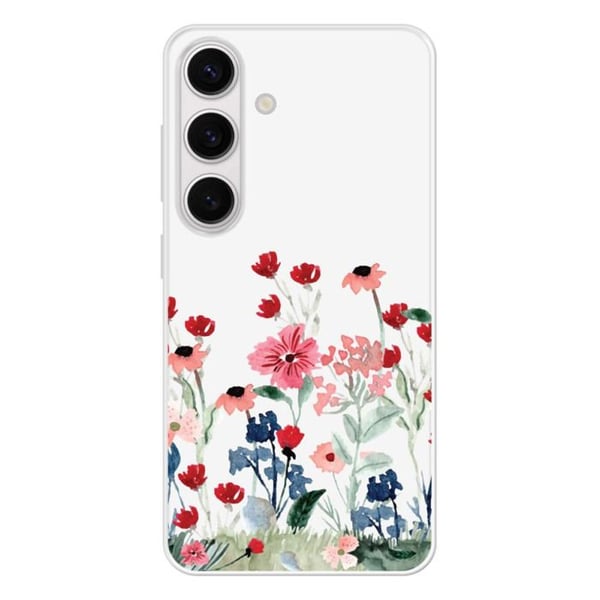 Siliconförstärkt skydd med tryck som är kompatibel med Samsung Galaxy S24 Blomsterprint