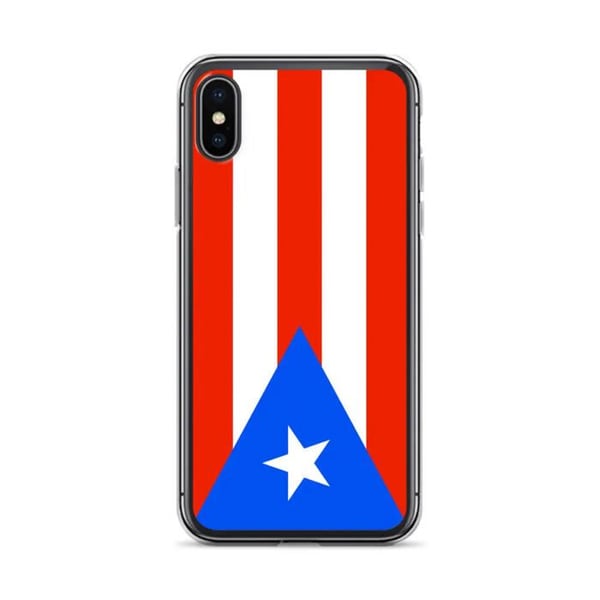 Mobilskal – Puerto Ricos flagga – Kompatibel med iPhone X – Mjukt fodral – Slitstarkt och stöttåligt – Silikon – Pixelforma