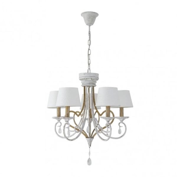 Lampa - CRASAS - 5 ljus - Vit/Guld - Modern design - Metall och glas