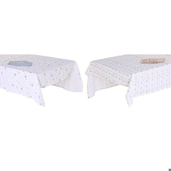 Duk och servetter - DKD HOME DECOR - 150x150 cm - Fyrkantig - Blå/Brown/Vit - Set om 2