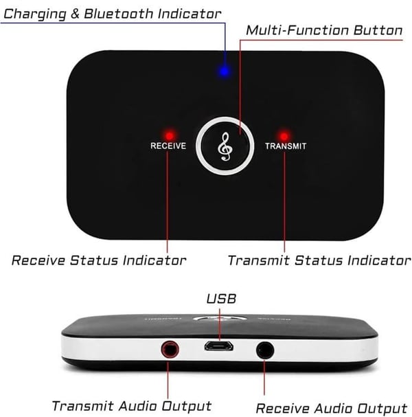 Bluetooth-adapter - Ozvavzk - 5.0 - Sender/modtager - 10 meter - 2 i 1