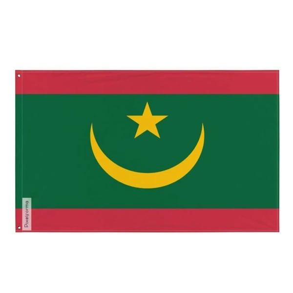 Mauritanias flagga – 60 x 90 cm – Hållbar polyester – 2 metalöljetter – Inomhus / Utomhus – Pixelforma