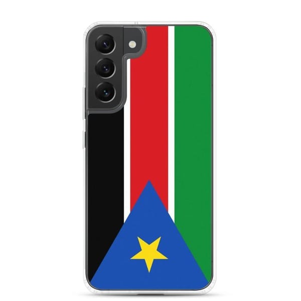 Mobilskal – Flagga för Sydsudan – Kompatibel med Samsung Galaxy S22 Plus – Flexibelt fodral – Slitstarkt och stötbeständigt – Pixelforma