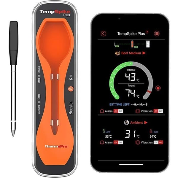 Köks Termometer - THERMOPRO - TempSpike Plus - Trådlös 600FT - Fin Probe - IP67 Vattentålighet